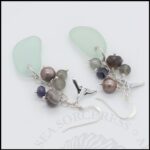925 sterling silver, seaglass and multi gemstone earrings with whale tail charms