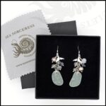 925 sterling silver, seaglass and multi gemstone earrings with whale tail charms