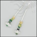 925 sterling silver drop earrings with seaglass, emerald, aventurine, peridot and citrine