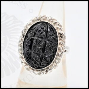 sterling silver ring with genuine whitby jet