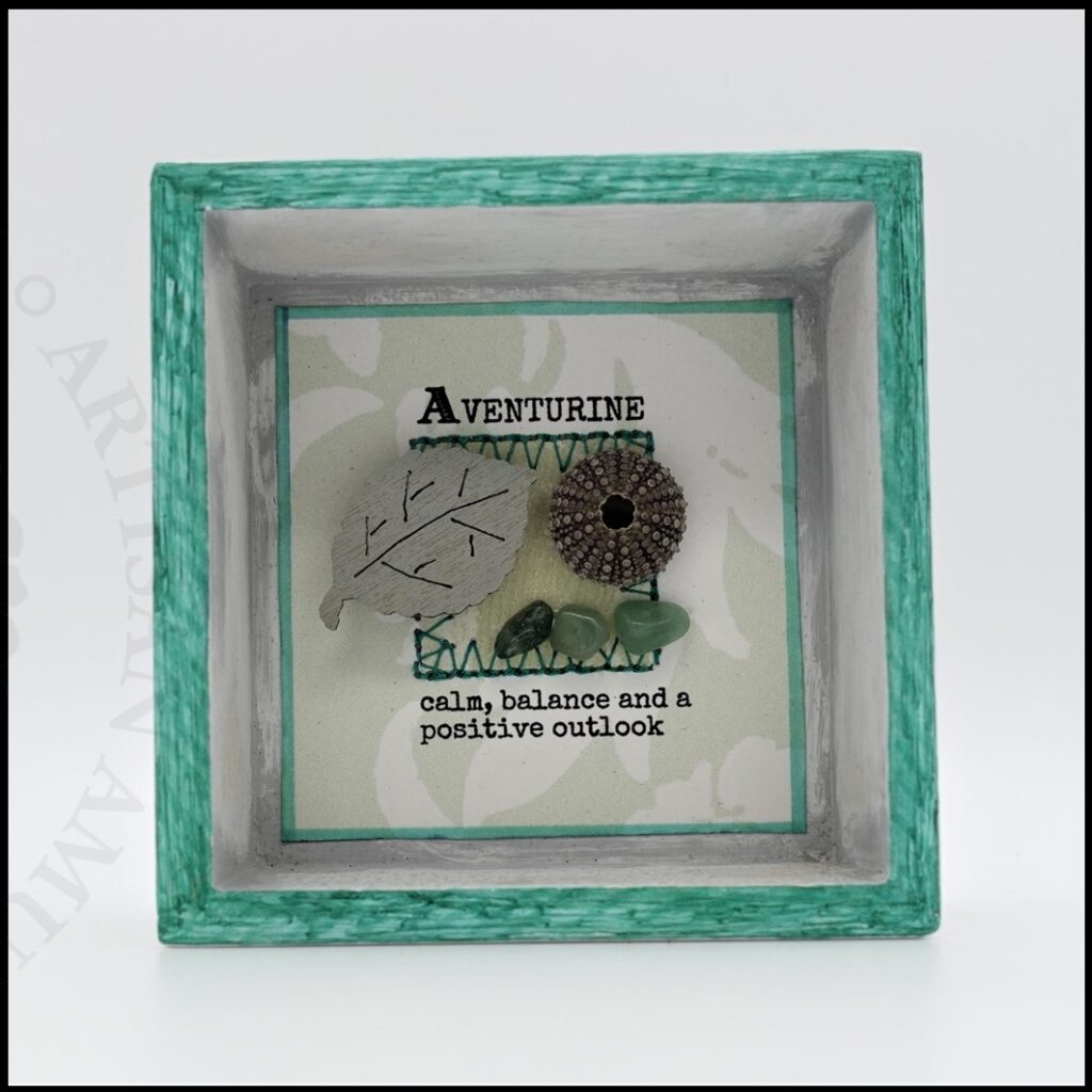 image of wooden box frame with aventurine