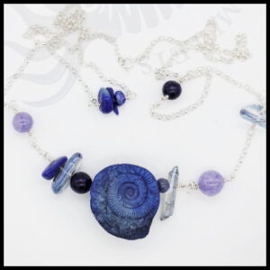 handmade necklace with blue gemstones