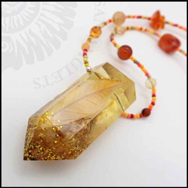 handmade citrine, amber and carnelian orgone crystal necklace