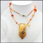 handmade citrine, amber and carnelian orgone crystal necklace