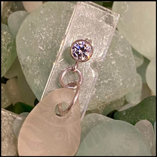 925 sterling silver sparkly cz studs with seaglass drops